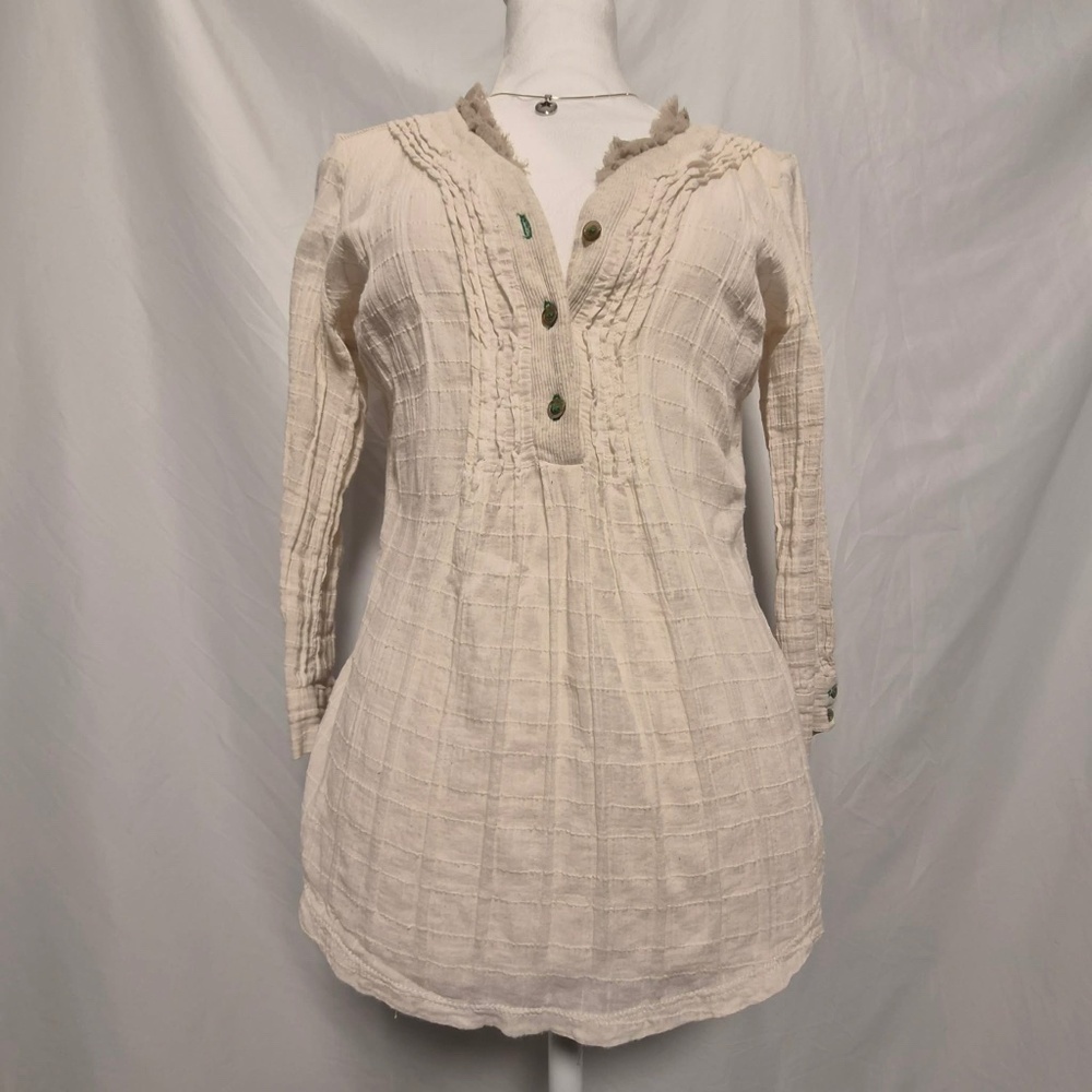 One September Cotton Linen Twilightcore Cream Twee Cottage Academia Ruffle Top M